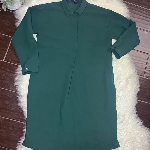 🎉👗HP👗🎉Madewell Moviehouse Shirtdress hunter green sz small - Picture 2 of 9